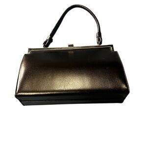 Classic Black Vintage Women's Handbag with Top Handle